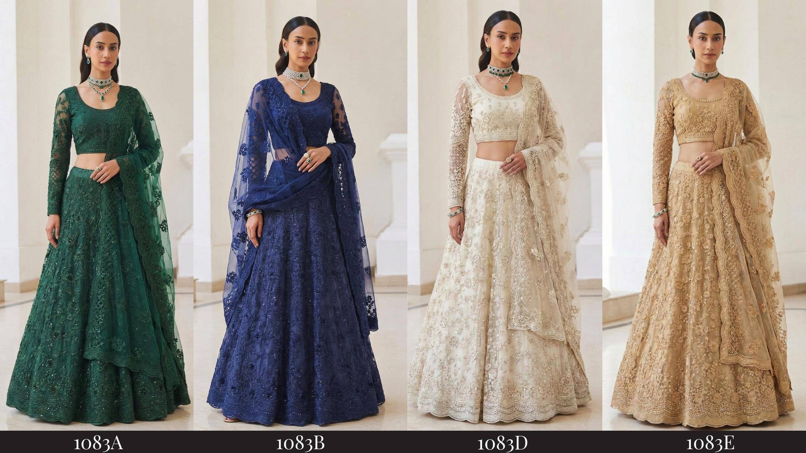 1083 COLOURS By Alizeh Beautiful Colorful Fancy Wedding Collection Occasional Wear & Party Wear Butterfly Net Lehengas At Wholesale Price